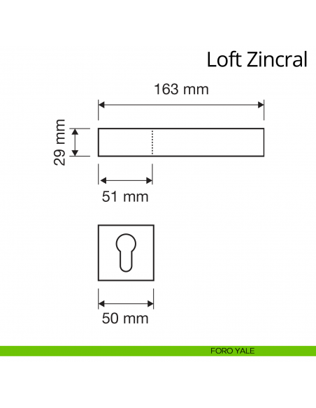 Maniglia per porta interna Loft Zincral Linea Calì foro yale