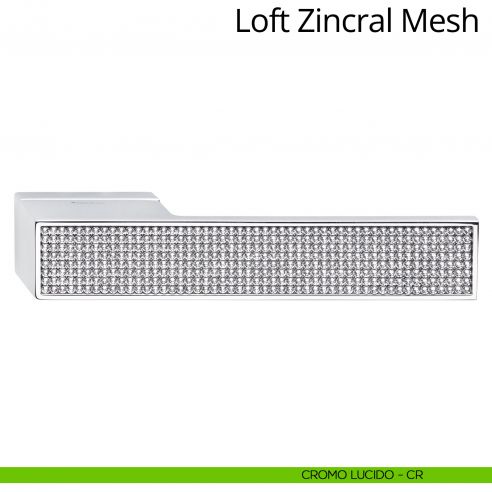 Maniglia con Swarovski per porta interna Loft Zincral Mesh Linea Calì cromo lucido