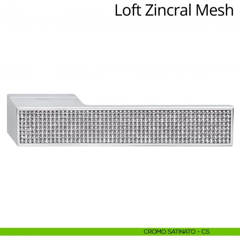 Maniglia con Swarovski per porta interna Loft Zincral Mesh Linea Calì cromo satinato