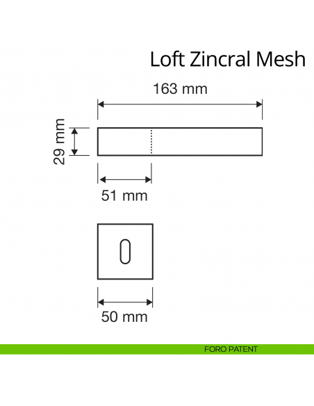 Maniglia con Swarovski per porta interna Loft Zincral Mesh Linea Calì foro patent