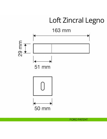 Maniglia per porta interna Loft Zincral Legno laminato nero Linea Calì foro patent