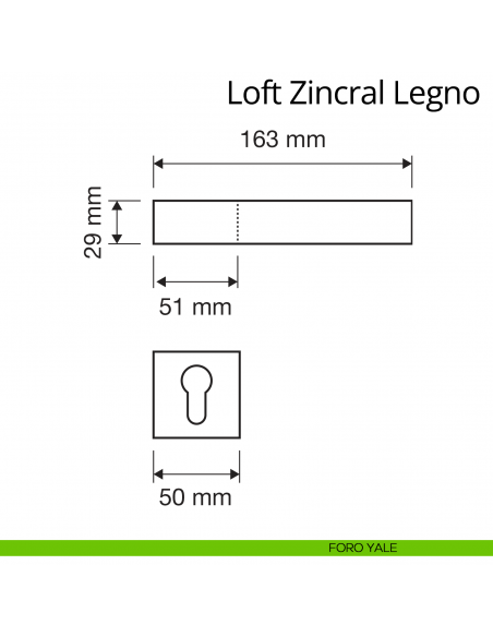 Maniglia per porta interna Loft Zincral Legno laminato nero Linea Calì foro yale