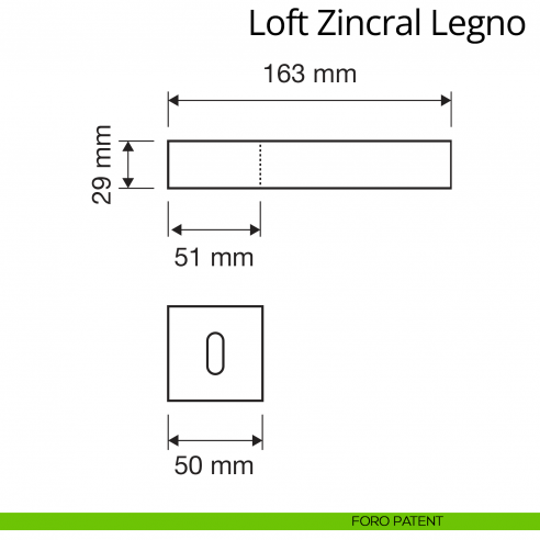 Maniglia per porta interna Loft Zincral Legno wengé Linea Calì foro patent