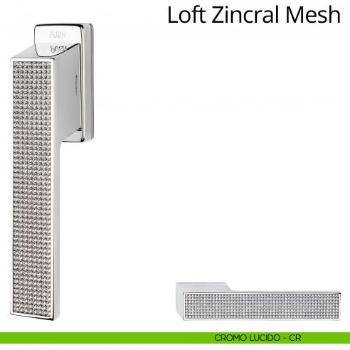Maniglia per finestra martellina DK antintrusione con Swarovski Loft Zincral Mesh Linea Calì cromo lucido
