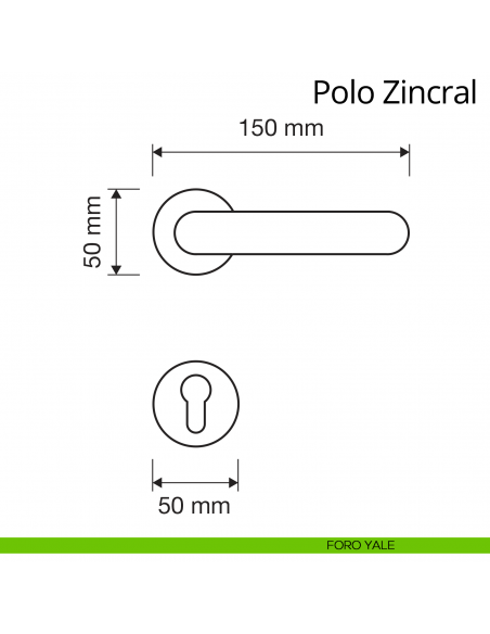 Maniglia per porta interna Polo Zincral Linea Calì rosetta tonda foro yale