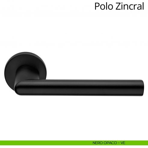 Maniglia per porta interna Polo Zincral Linea Calì rosetta tonda nero opaco