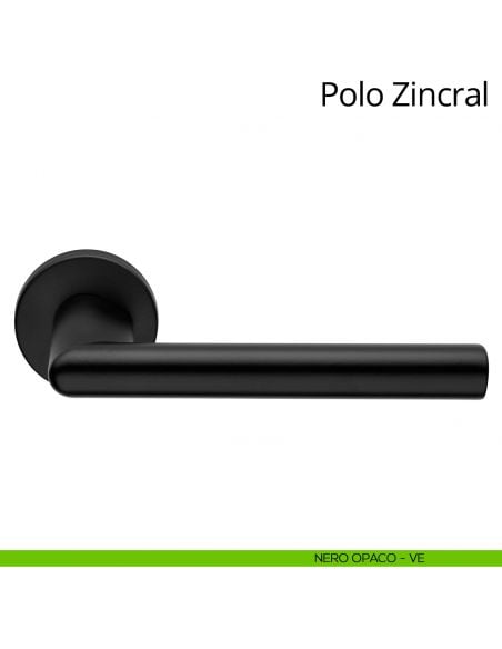 Maniglia per porta interna Polo Zincral Linea Calì rosetta tonda nero opaco