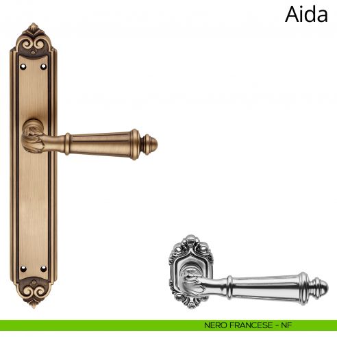 Maniglia con placca Small per porta Aida Linea Calì - nero francese - placca cieca