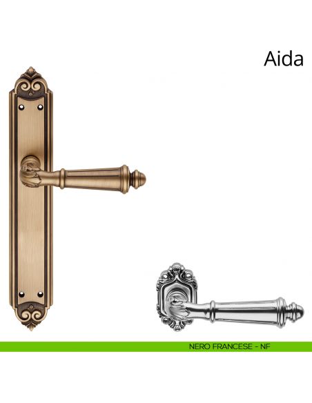 Maniglia con placca Small per porta Aida Linea Calì - nero francese - placca cieca
