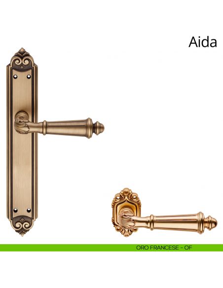 Maniglia con placca Small per porta Aida Linea Calì - oro francese - placca cieca