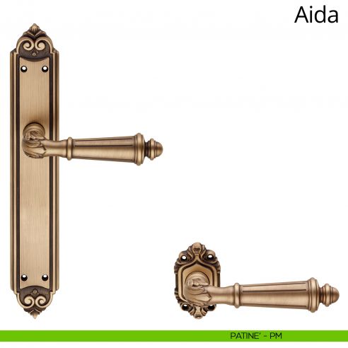 Maniglia con placca Small per porta Aida Linea Calì - patinè - placca cieca