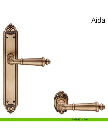 Maniglia con placca Small per porta Aida Linea Calì - patinè - placca cieca