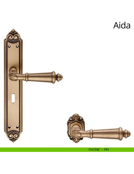 Maniglia con placca Small per porta Aida Linea Calì - patinè - foro patent