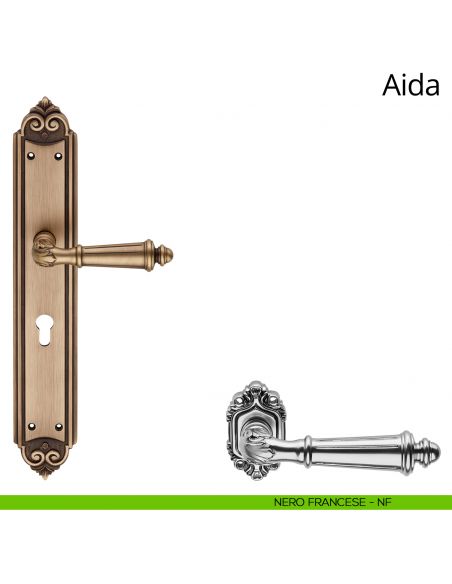 Maniglia con placca Small per porta Aida Linea Calì - nero francese - foro yale