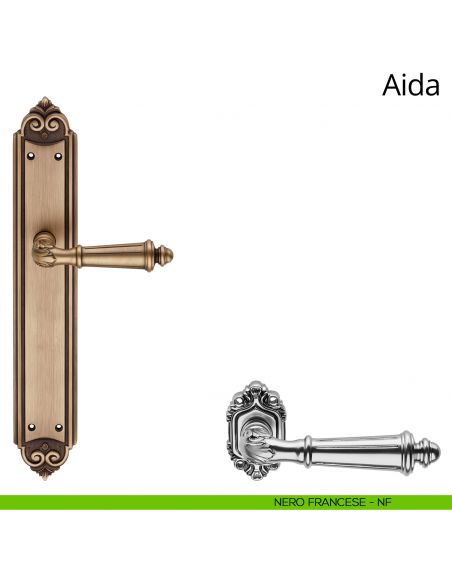 Maniglia con placca Big per porta Aida Linea Calì - nero francese - placca cieca