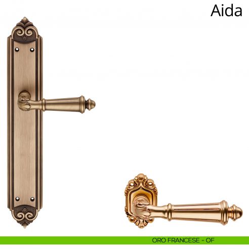 Maniglia con placca Big per porta Aida Linea Calì - oro francese - placca cieca