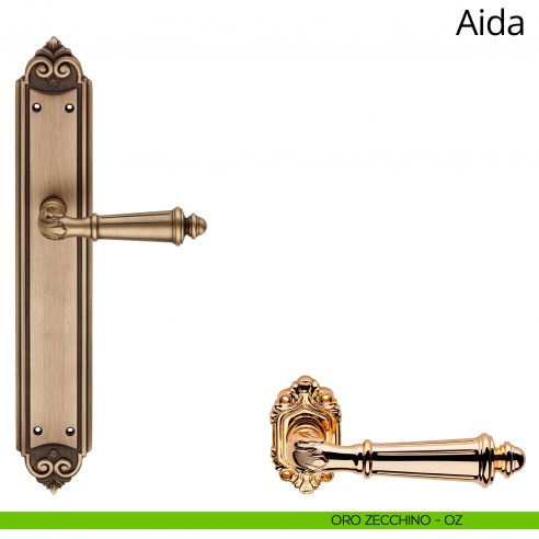 Maniglia con placca Big per porta Aida Linea Calì - oro zecchino - placca cieca