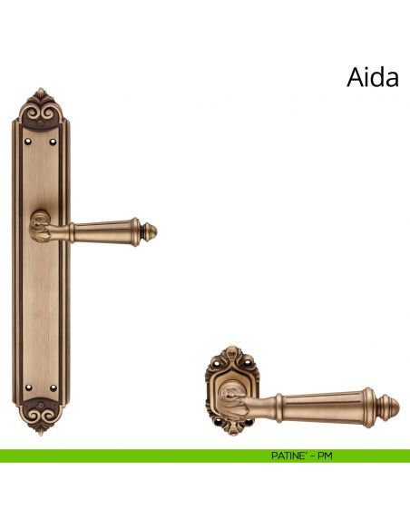 Maniglia con placca Big per porta Aida Linea Calì - patinè - placca cieca