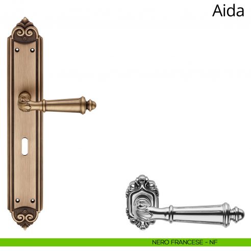 Maniglia con placca Big per porta Aida Linea Calì - nero francese - foro patent