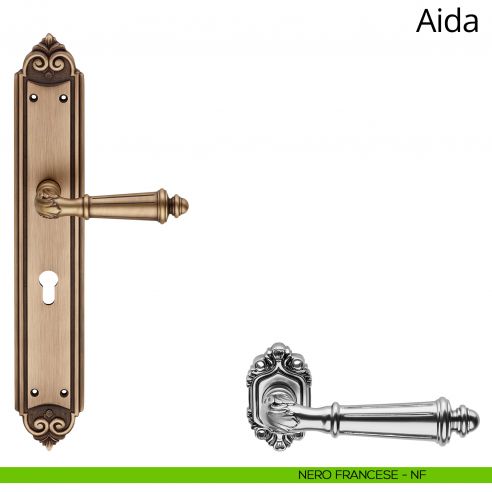 Maniglia con placca Big per porta Aida Linea Calì - nero francese - foro yale