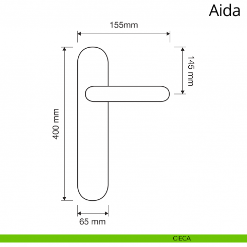 Maniglia con placca Big per porta Aida Linea Calì disegno cieca