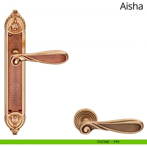 Maniglia con placca Small per porta Aisha Linea Calì - patinè - placca cieca