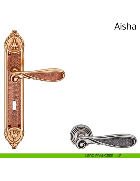 Maniglia con placca Small per porta Aisha Linea Calì - nero francese - foro patent