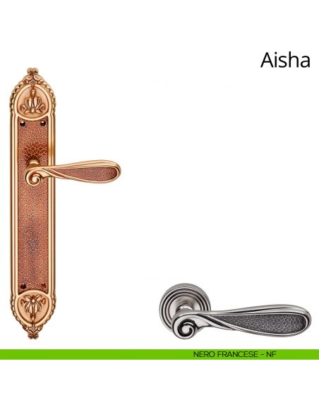 Maniglia con placca Big per porta Aisha Linea Calì - nero francese - placca cieca