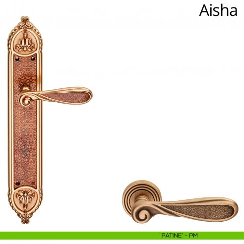 Maniglia con placca Big per porta Aisha Linea Calì - patinè - placca cieca