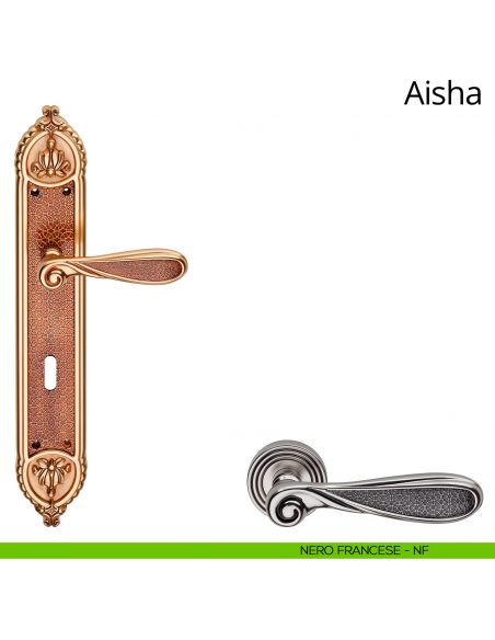 Maniglia con placca Big per porta Aisha Linea Calì - nero francese - foro patent