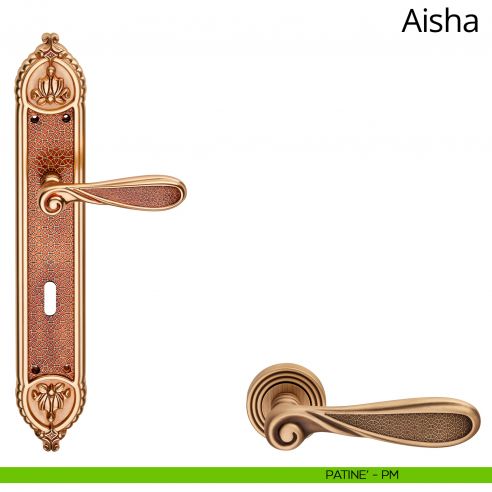 Maniglia con placca Big per porta Aisha Linea Calì - patinè - foro patent