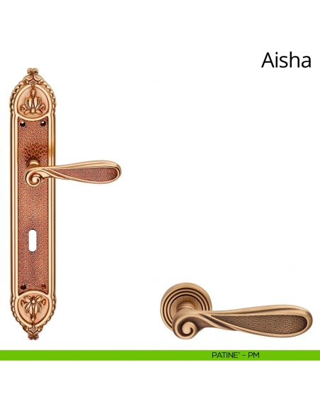 Maniglia con placca Big per porta Aisha Linea Calì - patinè - foro patent