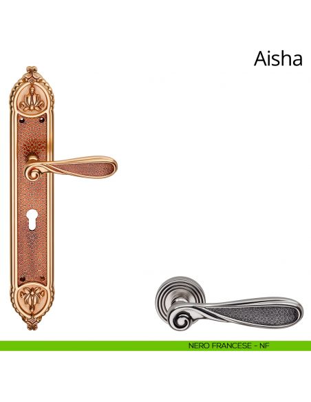 Maniglia con placca Big per porta Aisha Linea Calì - nero francese - foro yale