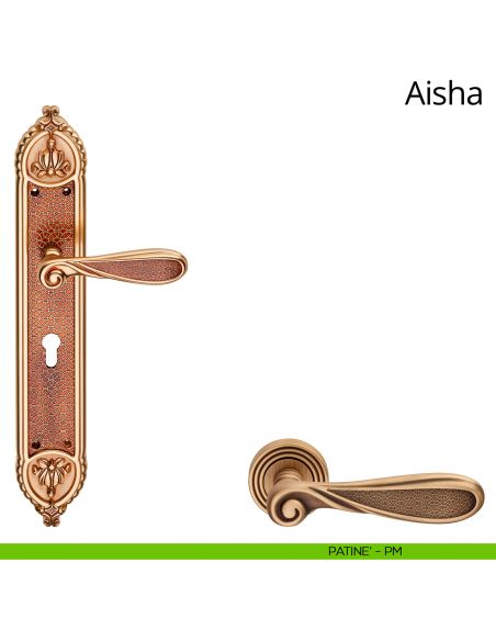 Maniglia con placca Big per porta Aisha Linea Calì - patinè - foro yale