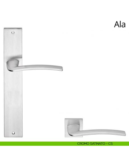 Maniglia con placca per porta Ala Linea Calì - cromo satinato - placca cieca