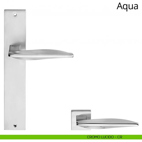 Maniglia con placca per porta Aqua Linea Calì - cromo lucido - placca cieca