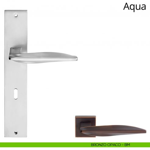 Maniglia con placca per porta Aqua Linea Calì - bronzo opaco - foro patent