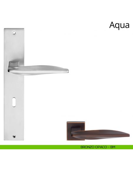 Maniglia con placca per porta Aqua Linea Calì - bronzo opaco - foro patent