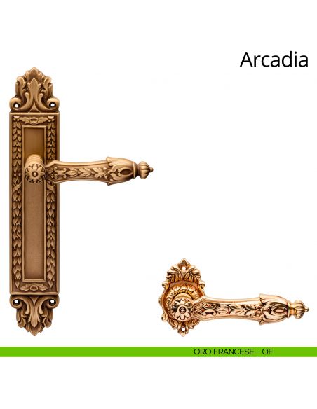 Maniglia con placca Small per porta Arcadia Linea Calì - oro francese - placca cieca