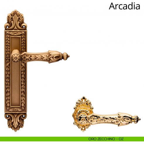 Maniglia con placca Small per porta Arcadia Linea Calì - oro zecchino - placca cieca