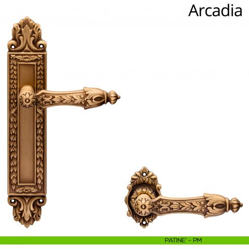 Maniglia con placca Small per porta Arcadia Linea Calì - patinè - placca cieca