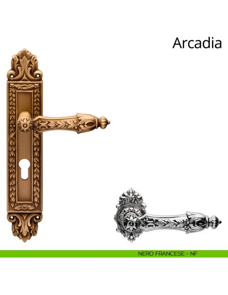 Maniglia con placca Small per porta Arcadia Linea Calì - nero francese - foro yale