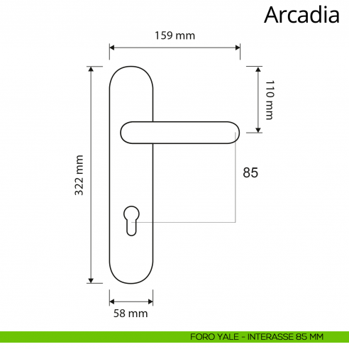 Maniglia con placca Small per porta Arcadia Linea Calì