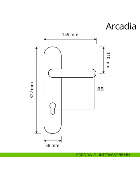 Maniglia con placca Small per porta Arcadia Linea Calì
