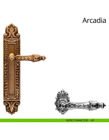 Maniglia con placca Big per porta Arcadia Linea Calì - nero francese - placca cieca