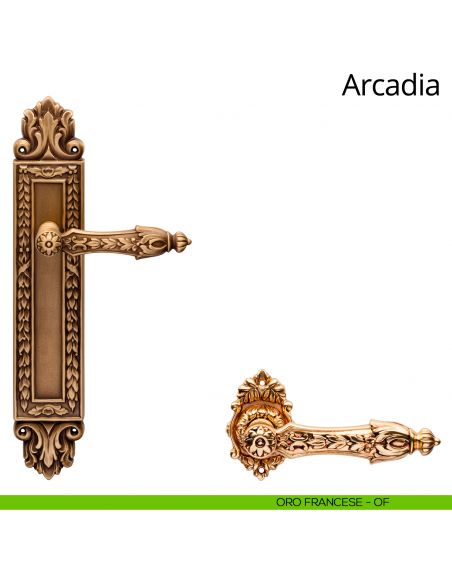 Maniglia con placca Big per porta Arcadia Linea Calì - oro francese - placca cieca