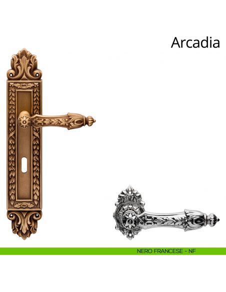 Maniglia con placca Big per porta Arcadia Linea Calì - nero francese - foro patent