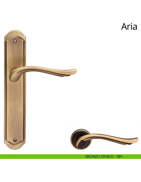 Maniglia con placca per porta Aria Linea Calì - bronzo opaco - placca cieca