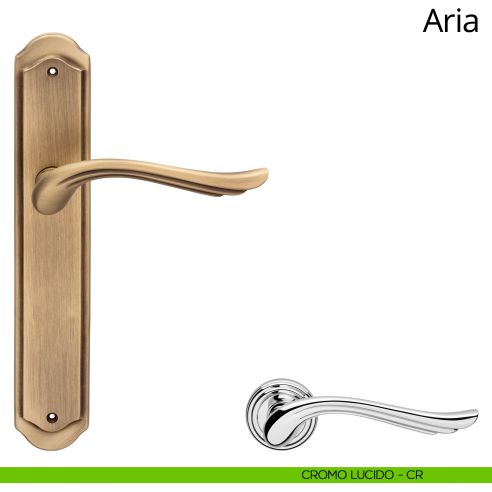 Maniglia con placca per porta Aria Linea Calì - cromo lucido - placca cieca