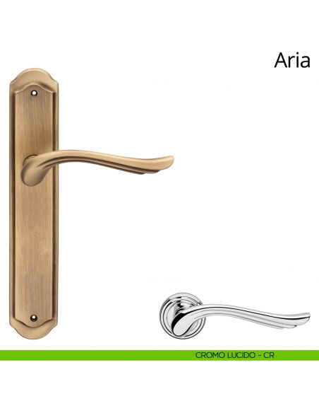 Maniglia con placca per porta Aria Linea Calì - cromo lucido - placca cieca
